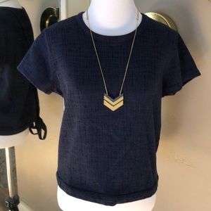 Madewell Navy Tie back short sleeves top SZ S